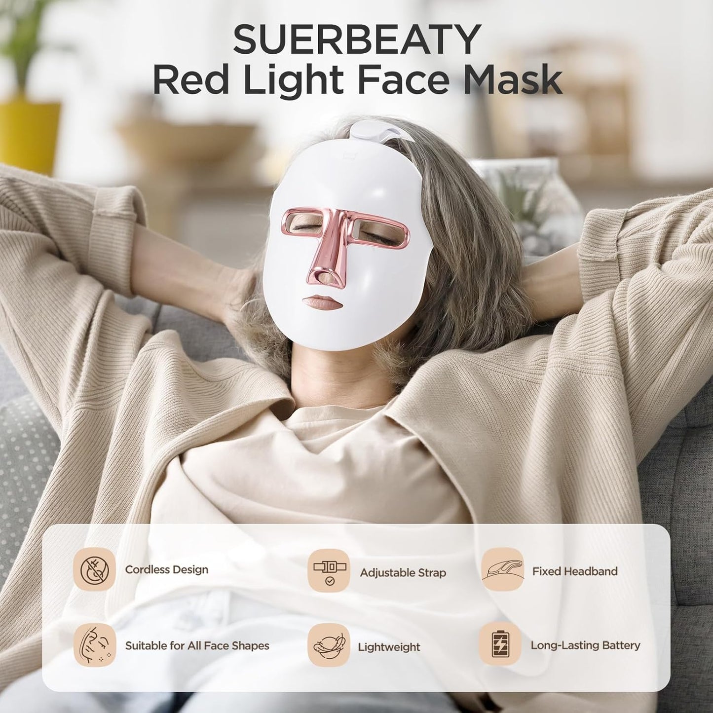 Red Light Mask for Face, 7-1 Colors Red Light Face Mask, Cordless Skincare Facial Mask at Home, Portable and Rechargeable