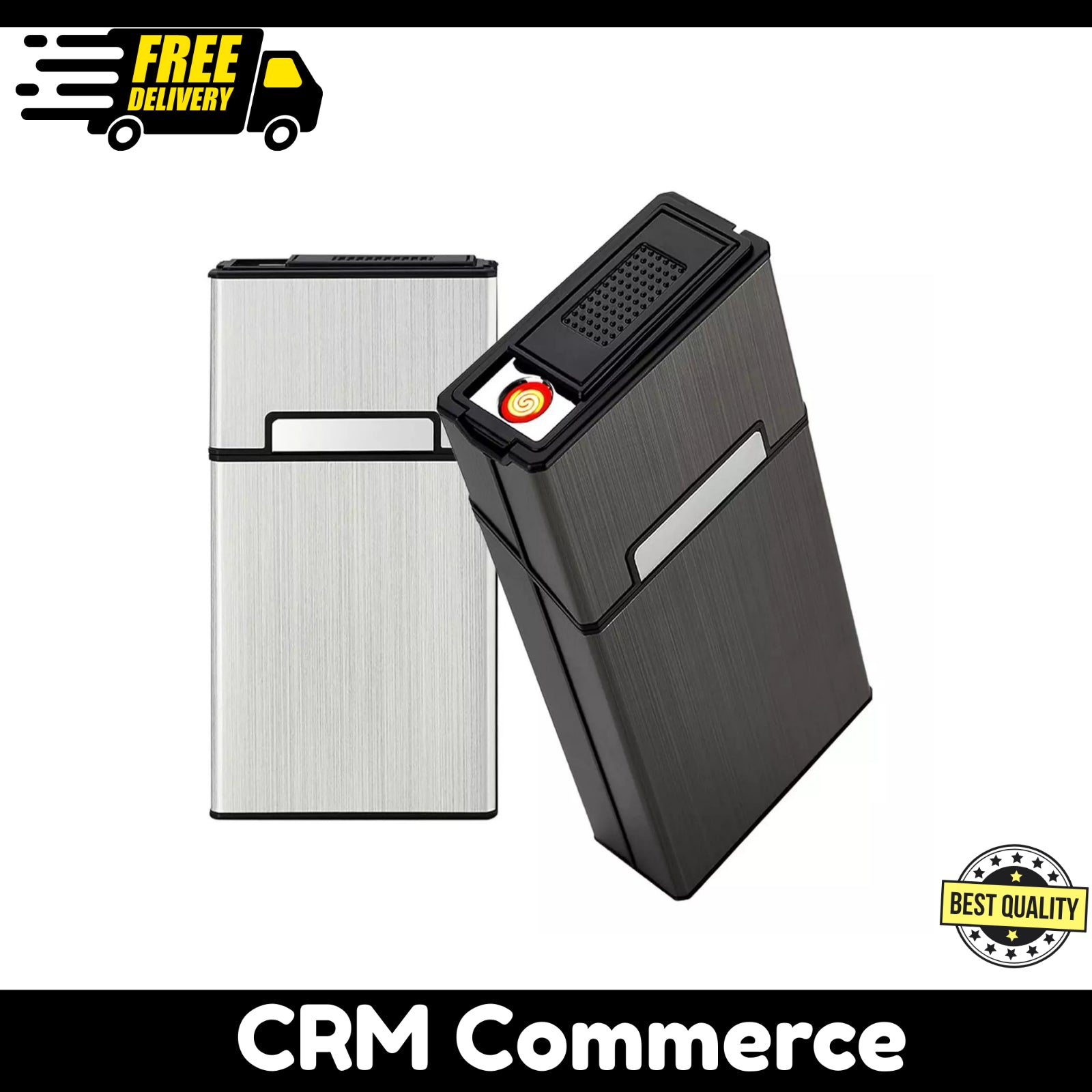 Cigarette Case with Lighter 100'S King Size 20Pcs Cigarettes 2 Pack Rechargeable