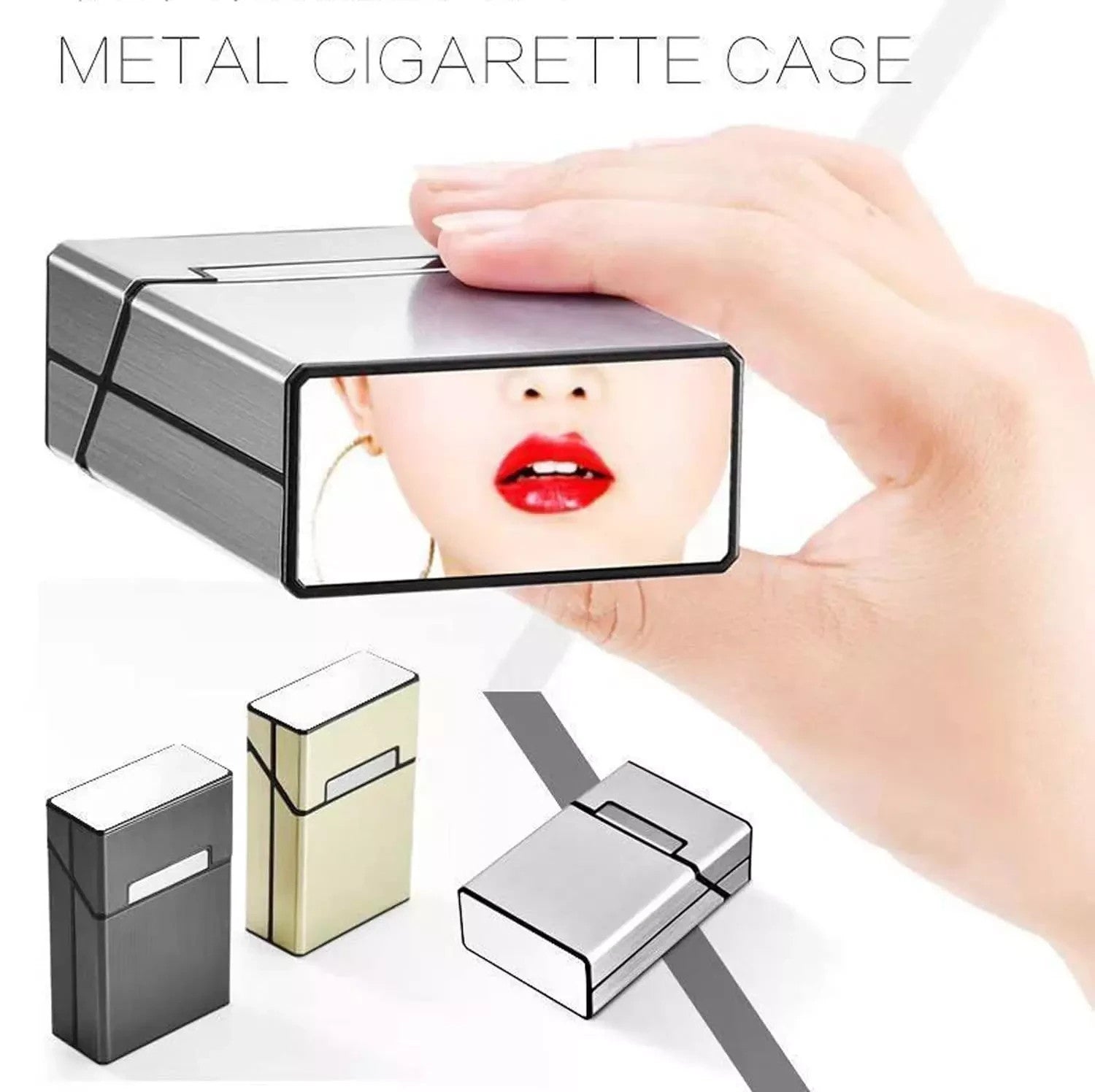 Cigarette Case with Lighter 100'S King Size 20Pcs Cigarettes 2 Pack Rechargeable