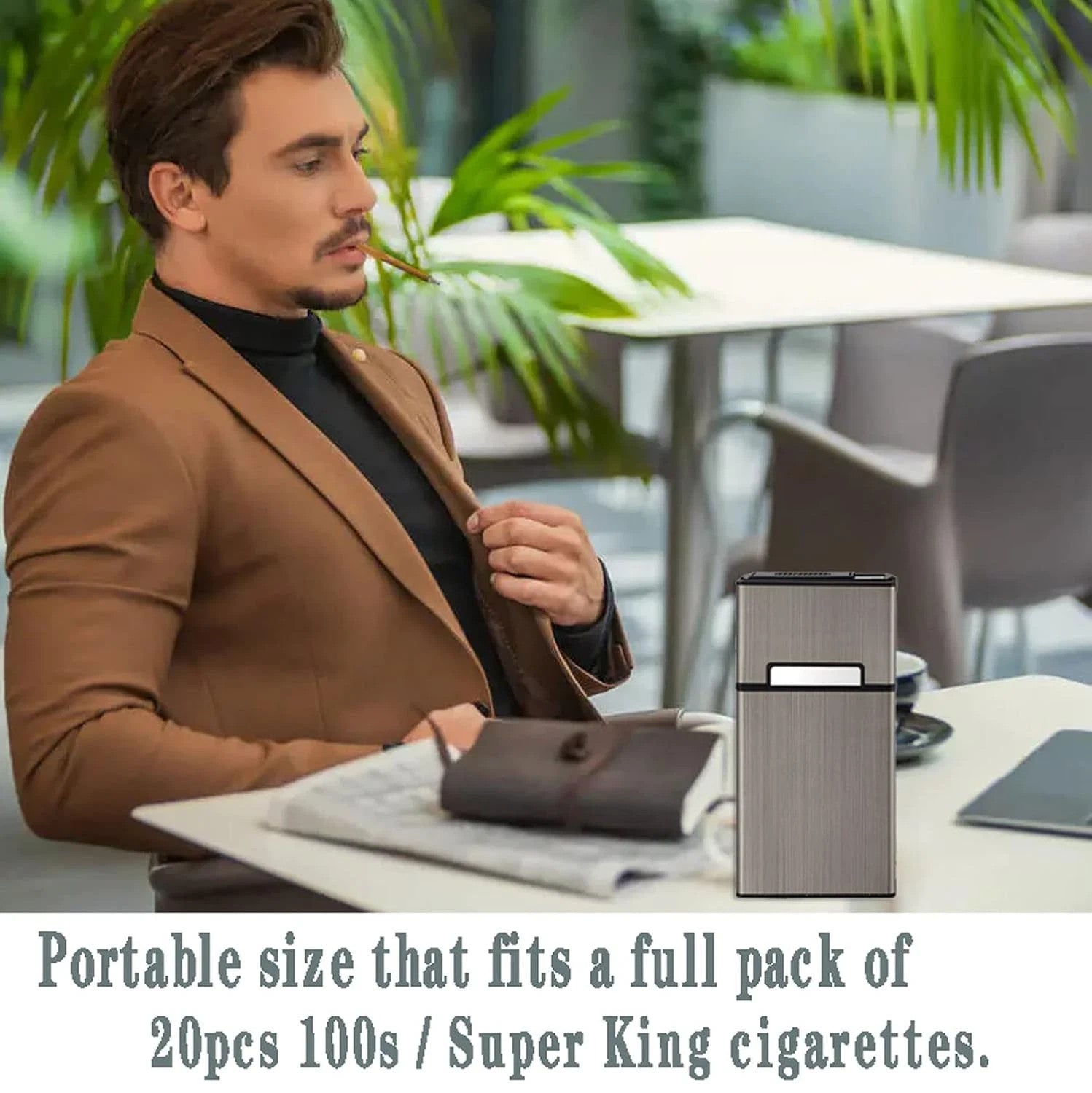 Cigarette Case with Lighter 100'S King Size 20Pcs Cigarettes 2 Pack Rechargeable