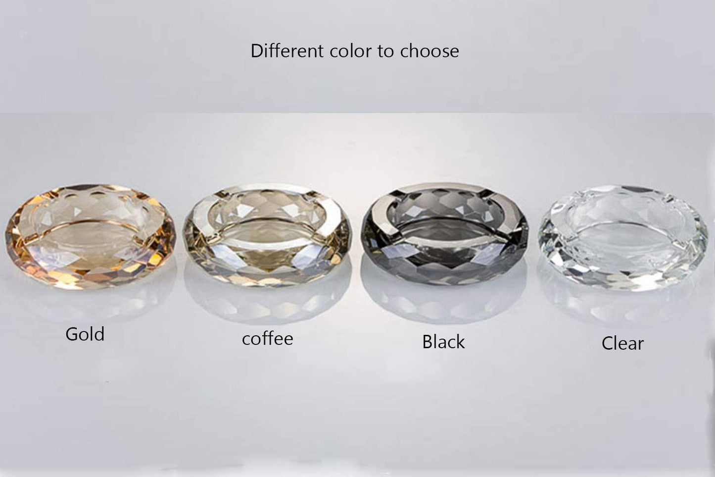 Crystal Glass Ashtray, Cigar Cigarettes Ashtray Holder Home Office Desktop Tabletop Decoration,Crystal Gold