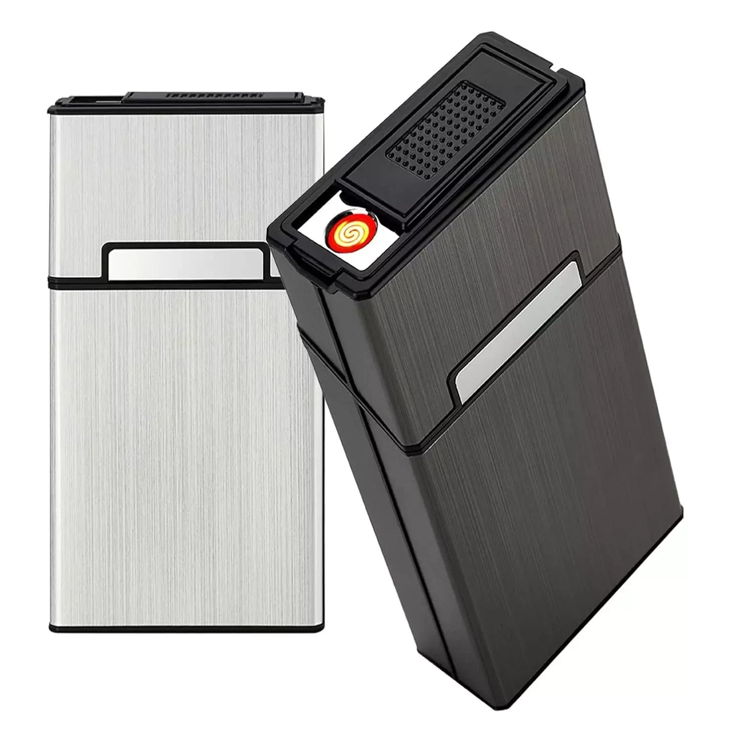Cigarette Case with Lighter 100'S King Size 20Pcs Cigarettes 2 Pack Rechargeable